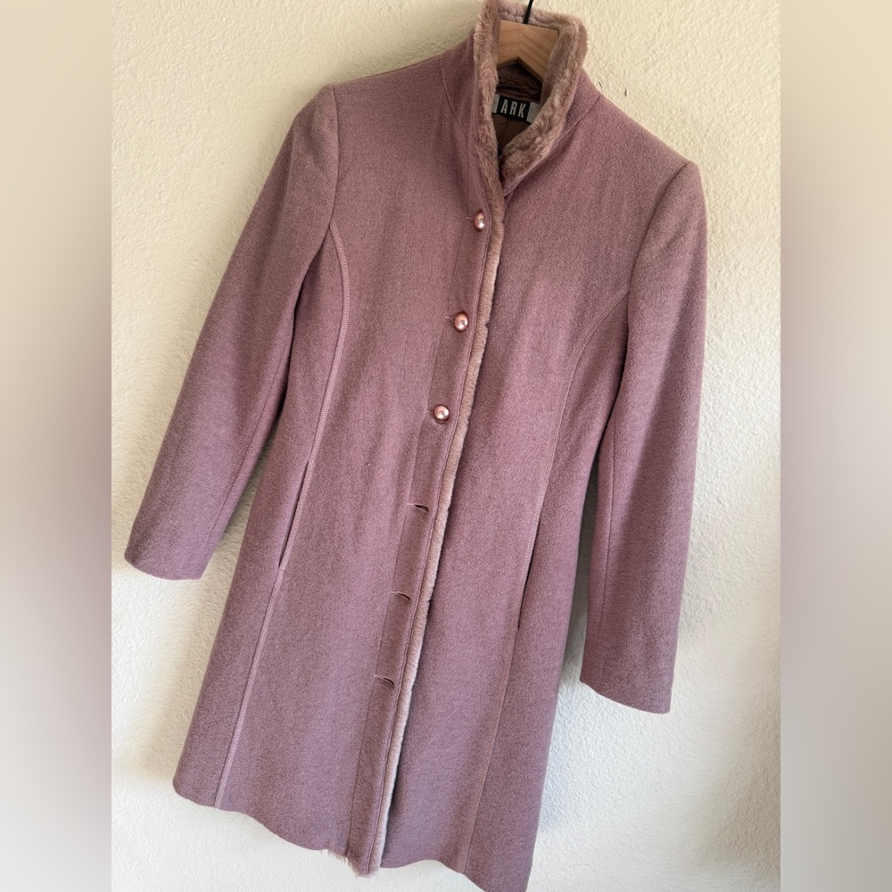 Vintage ARK Wool-Blend Women's Soft Pink Trench Coat-size M - Picture 11 of 11